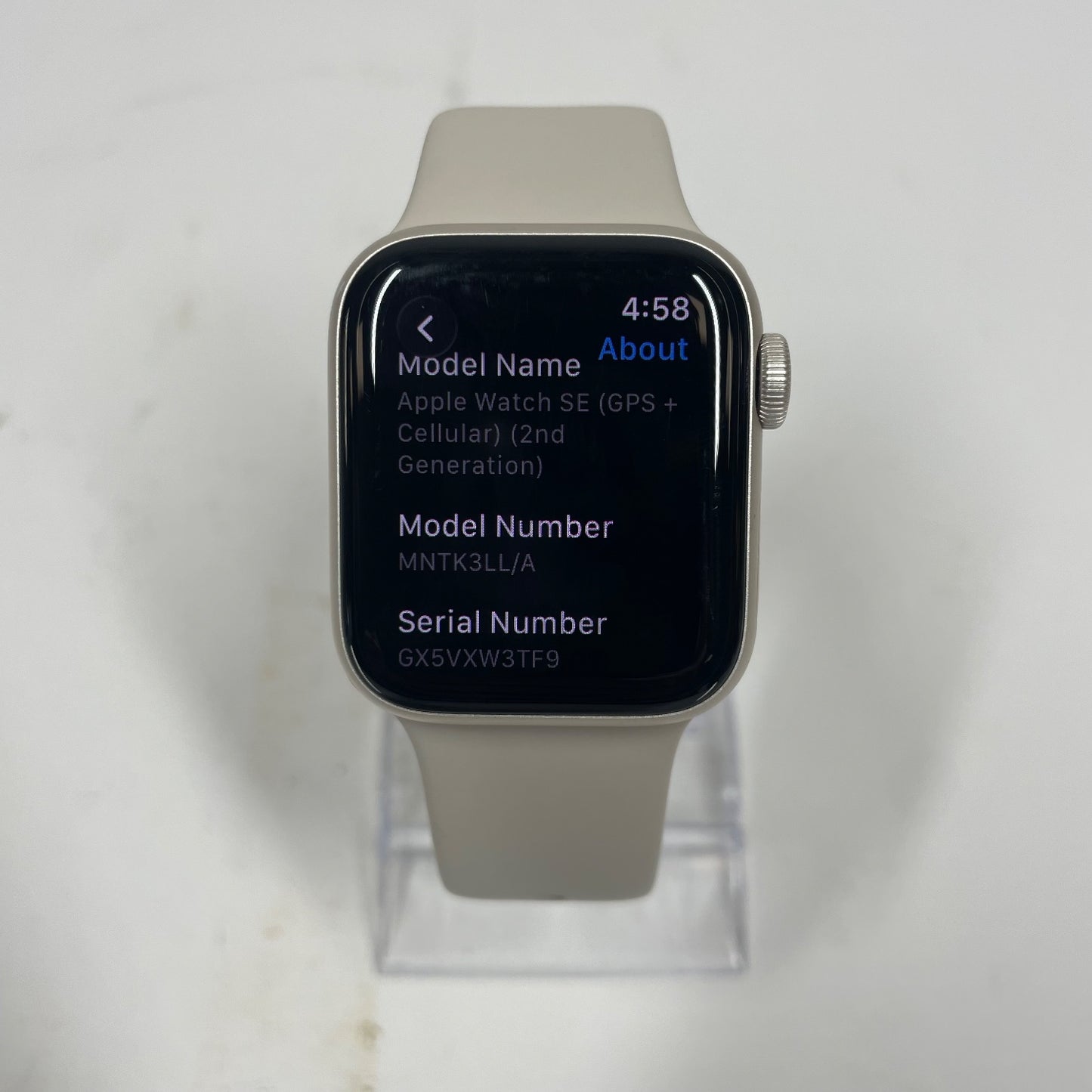 Unlocked Apple Watch SE 2nd Gen 40MM Silver Aluminum Beige Sport Band MNTK3LL/A