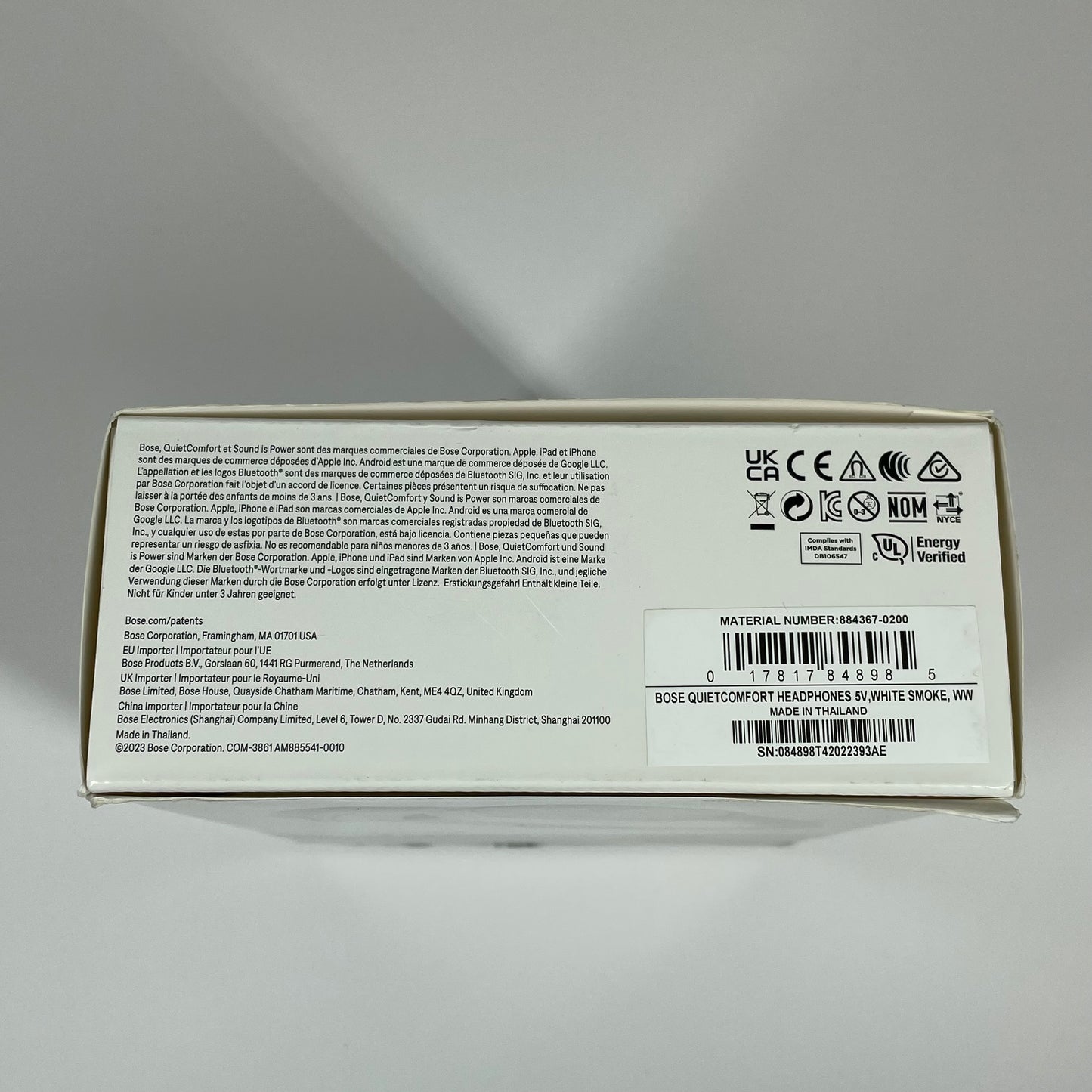 New Bose QuietComfort White Smoke 884367-0200