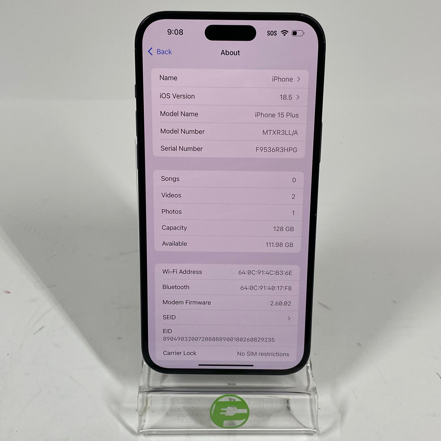 Factory Unlocked Apple iPhone 15 Plus 128GB Black MTXR3LL/A