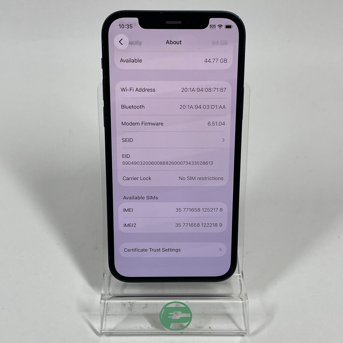 Factory Unlocked Apple iPhone 12 64GB Black MMPT3LL/A