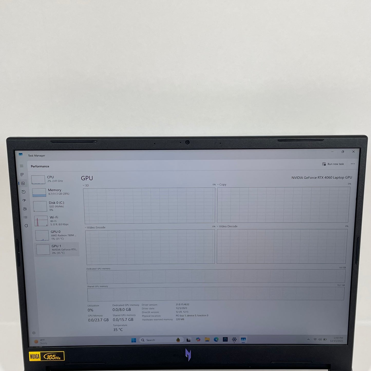 Acer Nitro V 16 ANV16-41 16" Ryzen 7 8845HS 3.8GHz 32GB RAM 1TB SSD GeForce RTX 4060