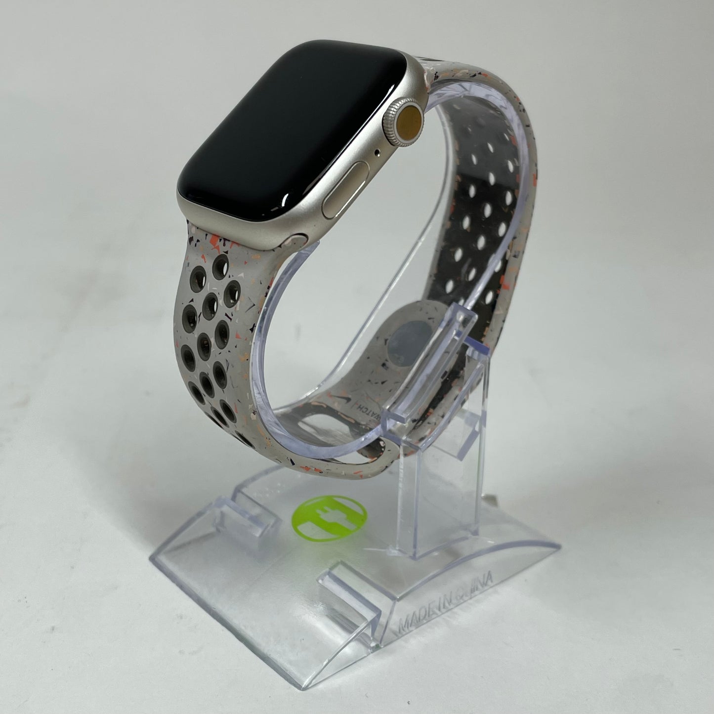 GPS Only Apple Watch Series 9 41MM Starlight Aluminum Veiled Grey Nike Sport Band MR9K3LL/A