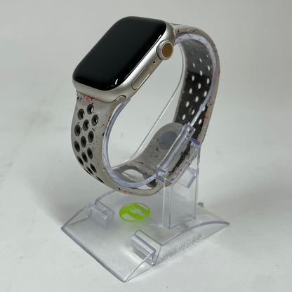 GPS Only Apple Watch Series 9 41MM Starlight Aluminum Veiled Grey Nike Sport Band MR9K3LL/A