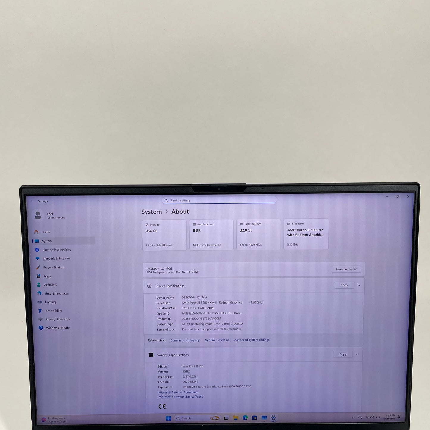 Asus ROG Zephyrus Duo 16 GX650 16" Ryzen 9 6900HX 3.3GHz 32GB RAM 1TB SSD GeForce RTX 3070 Ti