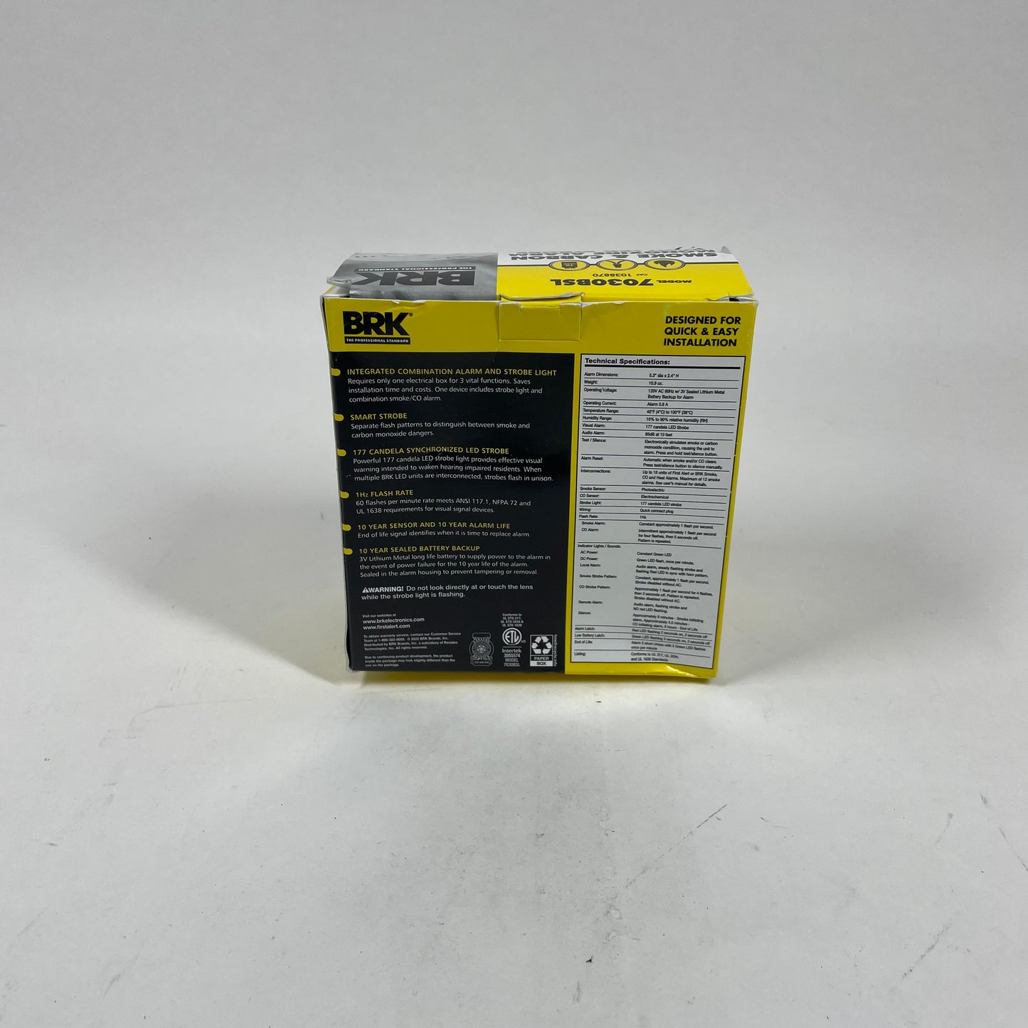 BRK Smoke & Carbon Monoxide Alarm w/ LED Strobe 7030BSL