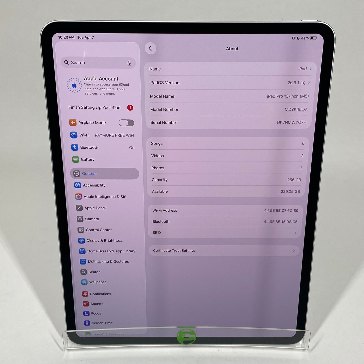 WiFi Only Apple iPad Pro 13" M5 256GB Silver MDYK4LL/A