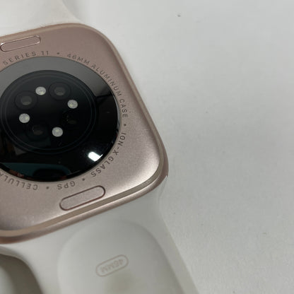 GPS Only Apple Watch Series 11 46MM Rose Gold Aluminum Light Blush Sport Band MFCJ4LW/A