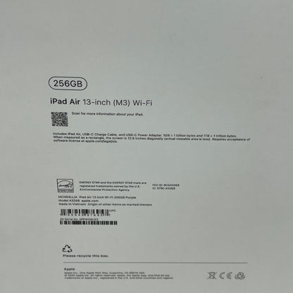 WiFi Only Apple iPad Air 13" M3 256GB Purple MCNR4LL/A