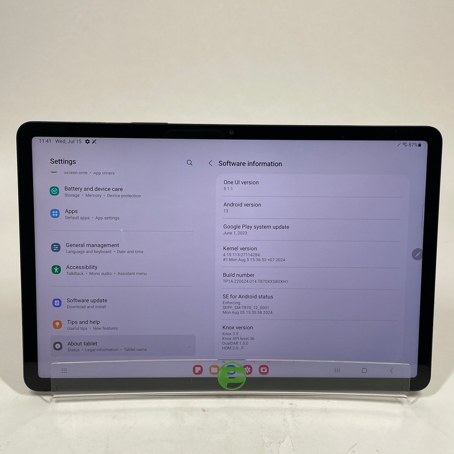 WiFi Only Samsung Galaxy Tab S7 11.0" 256GB Mystic Black SM-T870