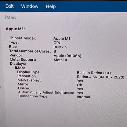2021 Apple iMac 24" M1 8 Core 3.2GHz 16GB RAM 1TB SSD Blue MJVN3LL/A