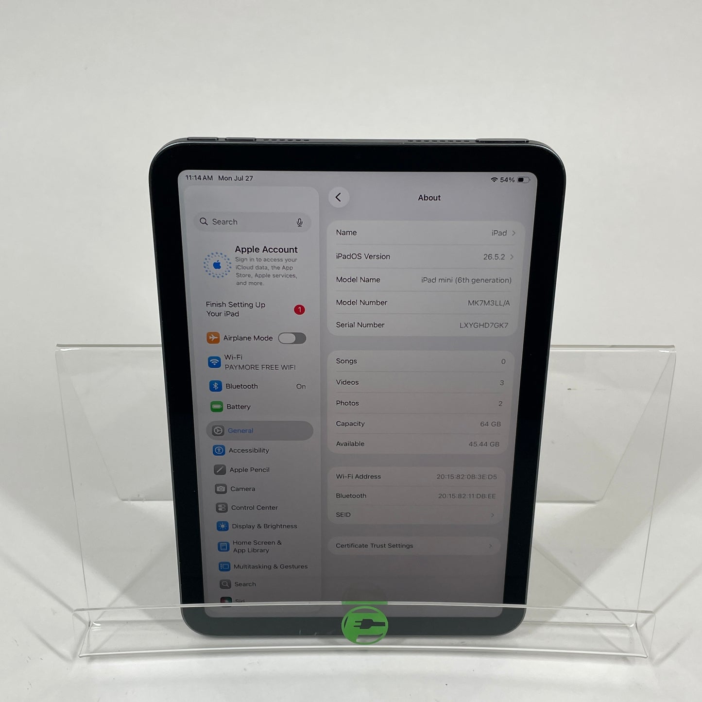 Apple iPad Mini 6th Gen Space Gray MK7M3LL/A