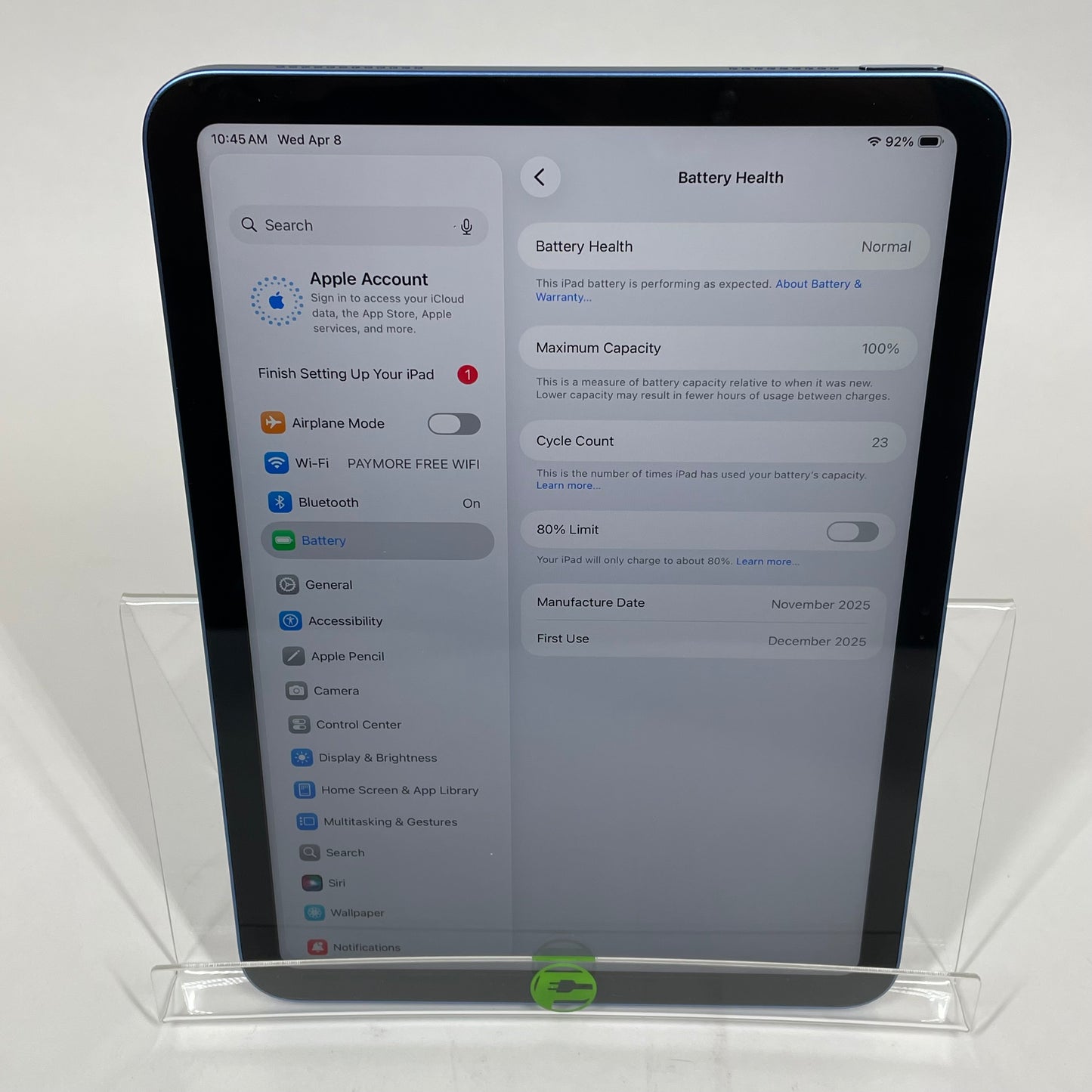 WiFi Only Apple iPad 11" (A16) 128GB Blue MD4A4LL/A