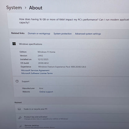 Acer Nitro V 16 ANV16-41 16" Ryzen 7 8845HS 3.8GHz 32GB RAM 1TB SSD GeForce RTX 4060