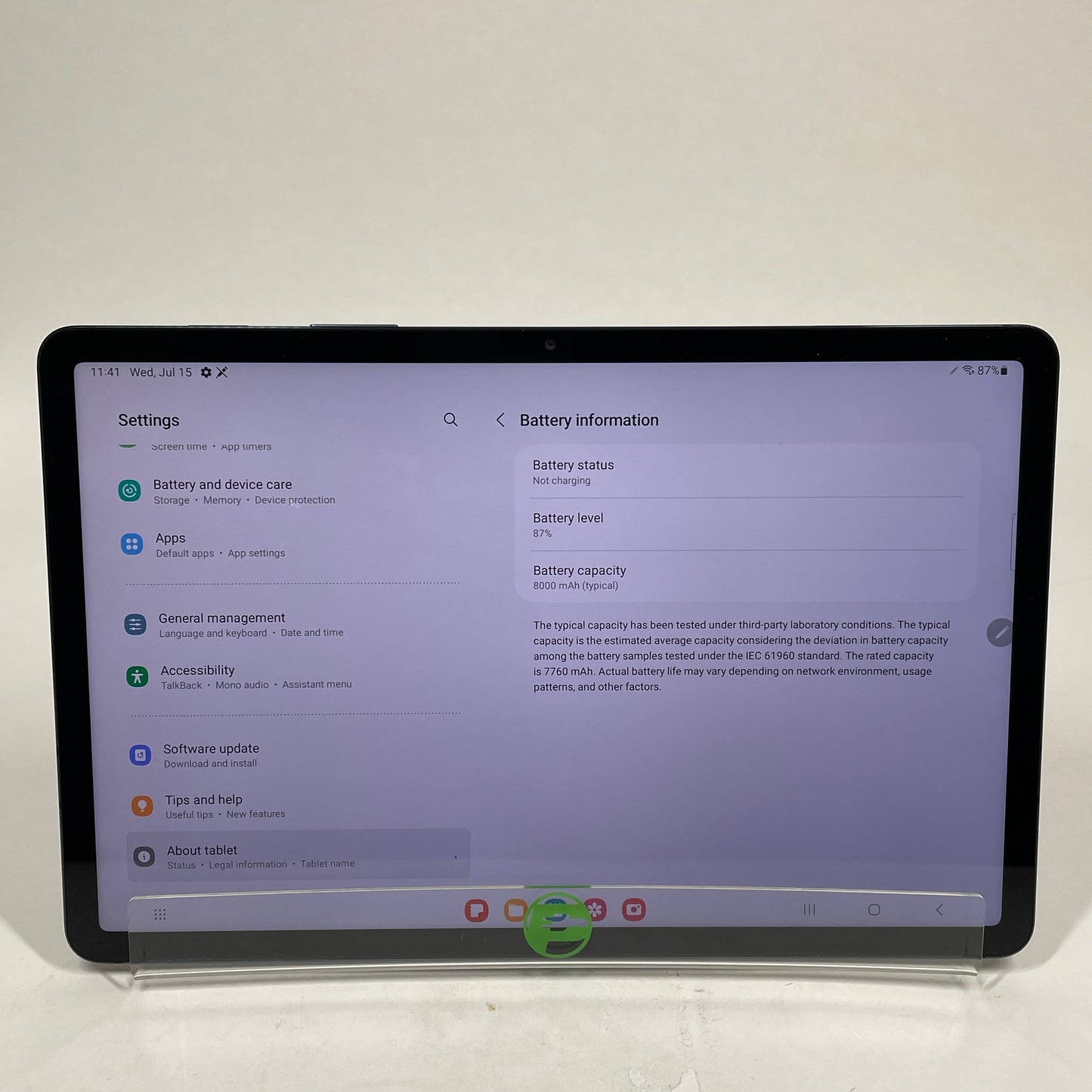 WiFi Only Samsung Galaxy Tab S7 11.0" 256GB Mystic Black SM-T870