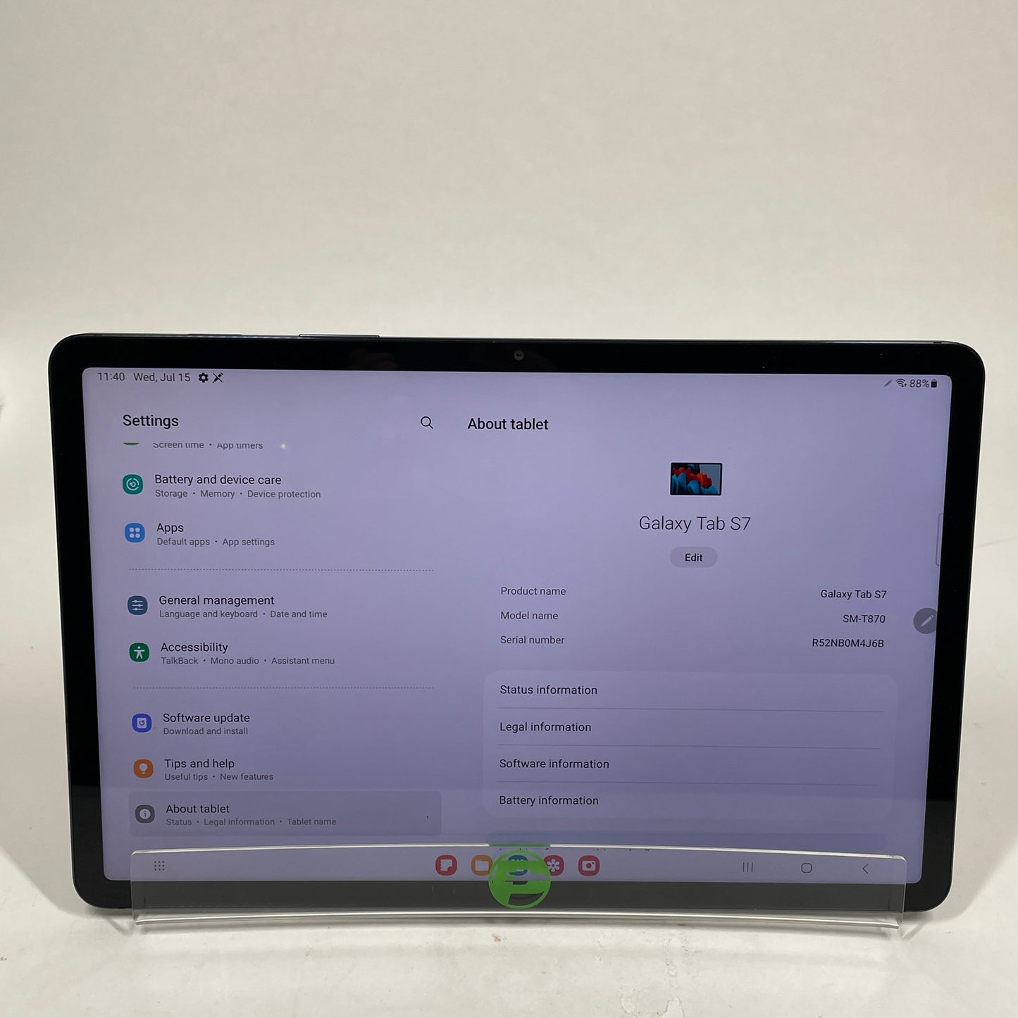WiFi Only Samsung Galaxy Tab S7 11.0" 256GB Mystic Black SM-T870