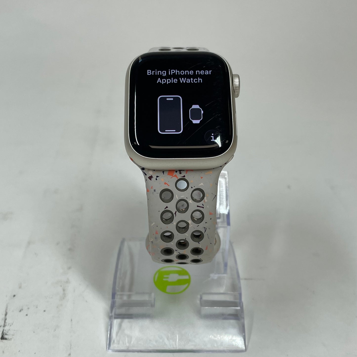 GPS Only Apple Watch Series 9 41MM Starlight Aluminum Veiled Grey Nike Sport Band MR9K3LL/A