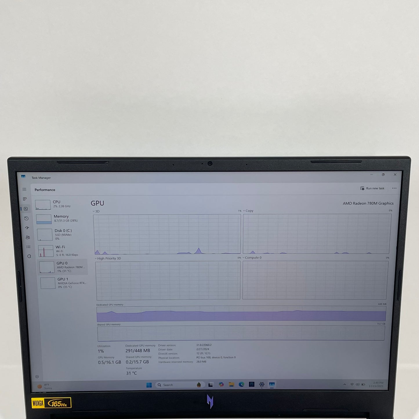 Acer Nitro V 16 ANV16-41 16" Ryzen 7 8845HS 3.8GHz 32GB RAM 1TB SSD GeForce RTX 4060