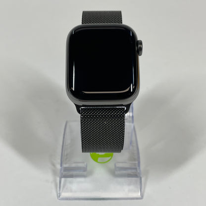 Unlocked Apple Watch Series 8 41MM Graphite Stainless Steel Milanese Loop MNJL3LL/A