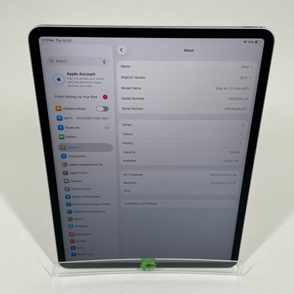 WiFi Only Apple iPad Air 13" M3 256GB Purple MCNR4LL/A