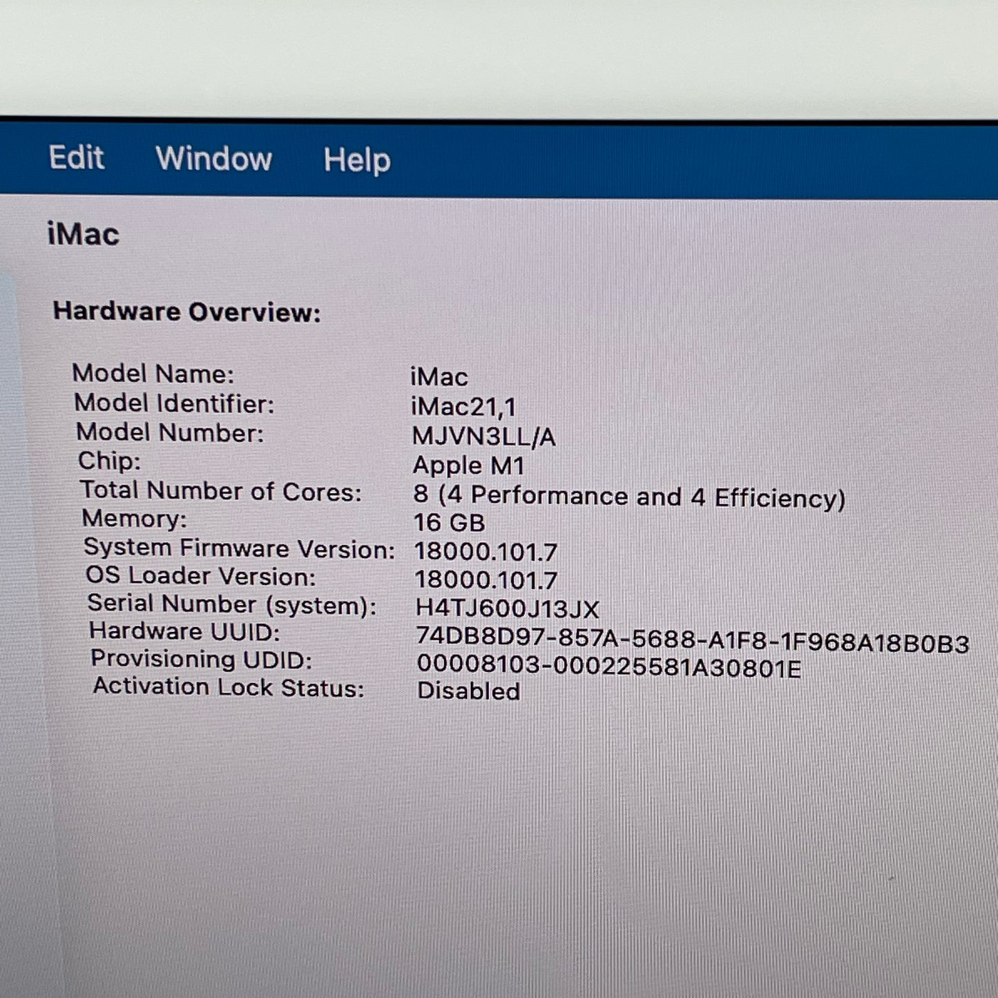 2021 Apple iMac 24" M1 8 Core 3.2GHz 16GB RAM 1TB SSD Blue MJVN3LL/A