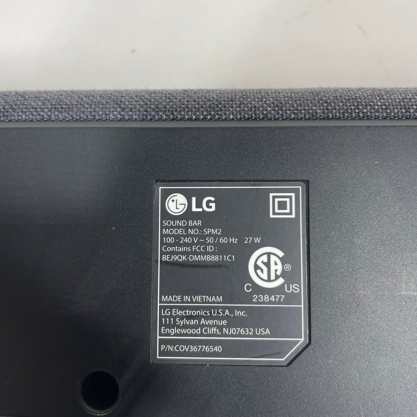 LG  2.1 Channel Sound Bar/Subwoofer Black SPM2