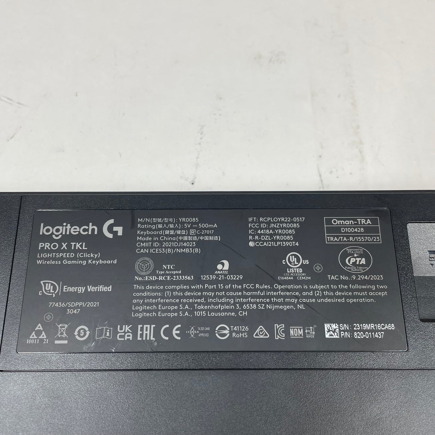 Logitech PRO X TKL LIGHTSPEED (Clicky) Wireless Gaming Keyboard