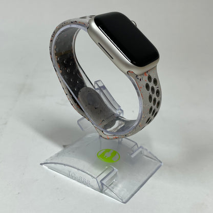 GPS Only Apple Watch Series 9 41MM Starlight Aluminum Veiled Grey Nike Sport Band MR9K3LL/A