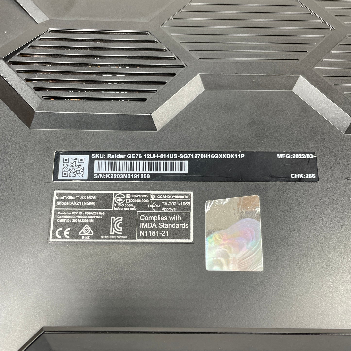 MSI Raider GE76 12UH MS-17K4 17.3" i7-12700H 2.7GHz 32GB RAM 1TB SSD GeForce RTX 3080