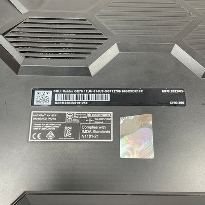 MSI Raider GE76 12UH MS-17K4 17.3" i7-12700H 2.7GHz 32GB RAM 1TB SSD GeForce RTX 3080