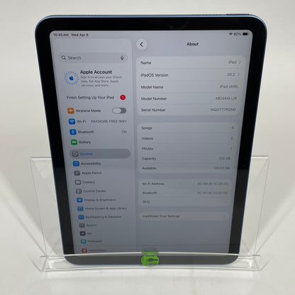 WiFi Only Apple iPad 11" (A16) 128GB Blue MD4A4LL/A