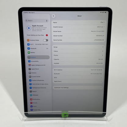 WiFi Only Apple iPad Air 13" M3 128GB Space Gray MCNH4LL/A