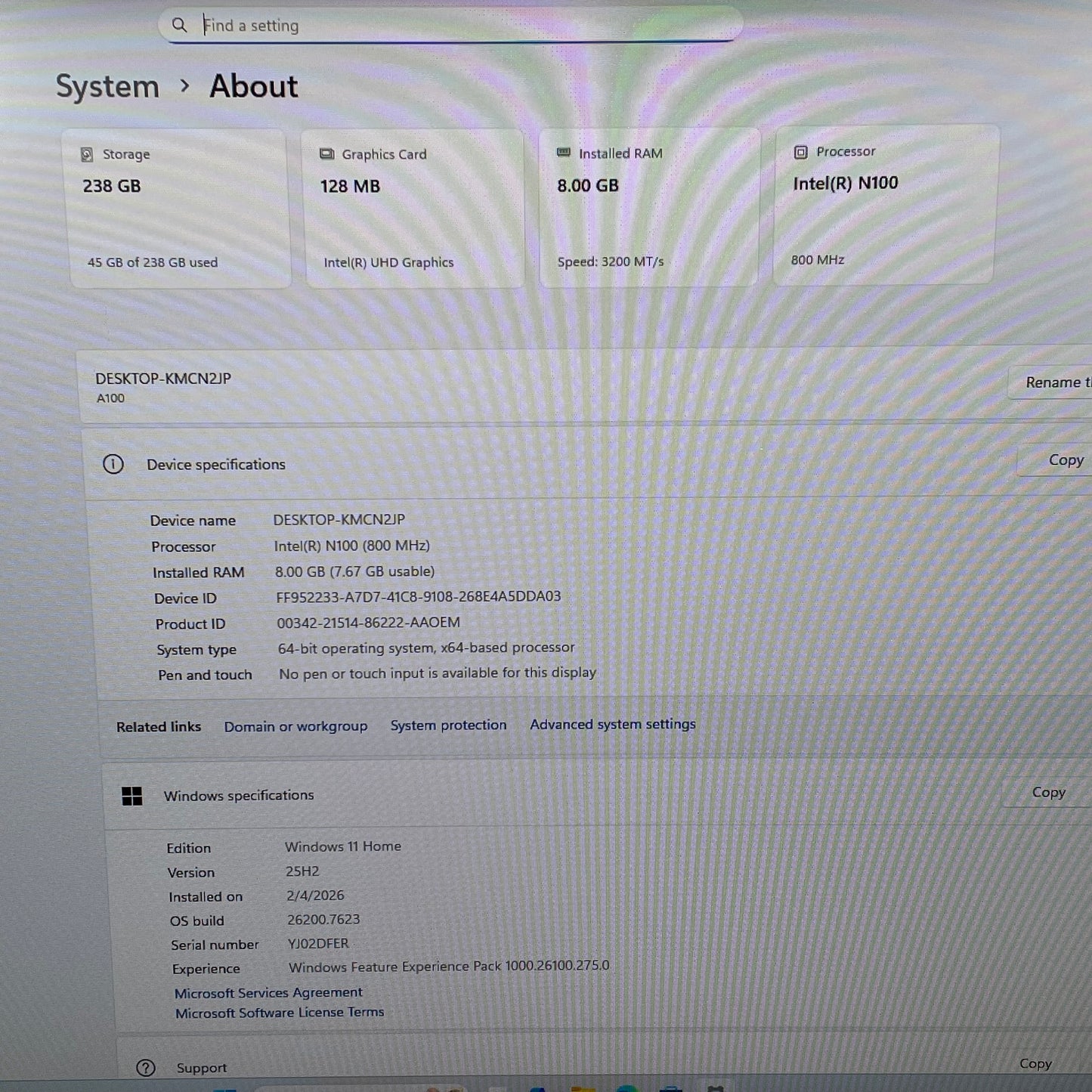 Lenovo ThinkCentre A100 N100 3.40GHz 8GB RAM 256GB SSD