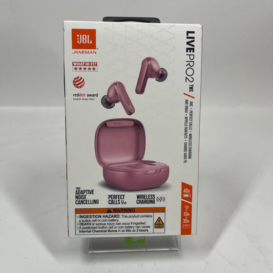 New JBL Live Pro2 TWS Wireless Active Noise Canceling Earbuds Pink