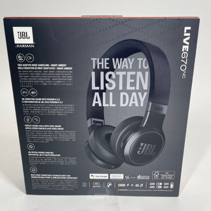 New JBL Live 670NC Active Noise Cancellation Headphones Black JBLLIVE670NCBLKAM