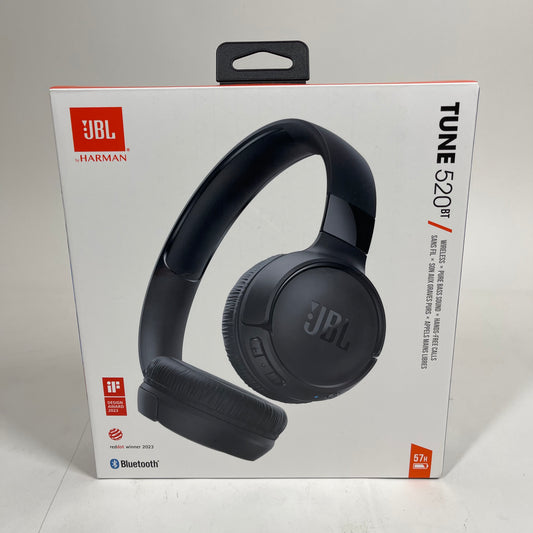 New JBL Tune 520BT Wireless Over-Ear Bluetooth Headphones Black JBLT520BTBLKAM