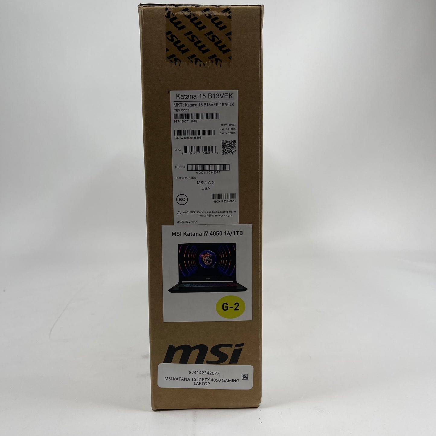 MSI Katana 15 B13VEK 15.6" i7-13620H 2.40GHz 16GB RAM 1TB SSD GeForce RTX 4050