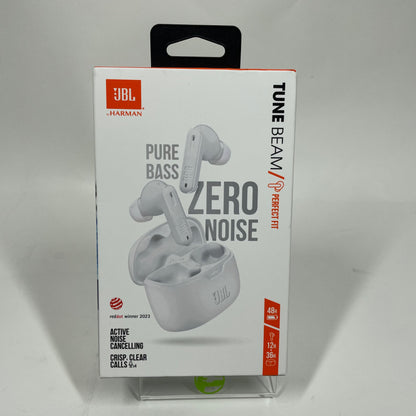 New JBL Tune Beam Wireless Active Noise Canceling Earbuds White JBLTBEAMWHTAM