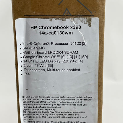 New HP Chromebook x360 14a-ca0130wm 14" Celeron N4120 1.1GHz 4GB RAM 64GB eMMc