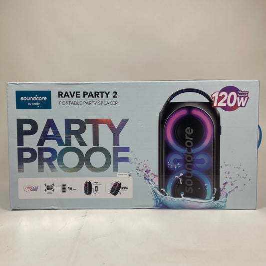 New Soundcore Rave Party 2 Portable Bluetooth Speaker Black A3399