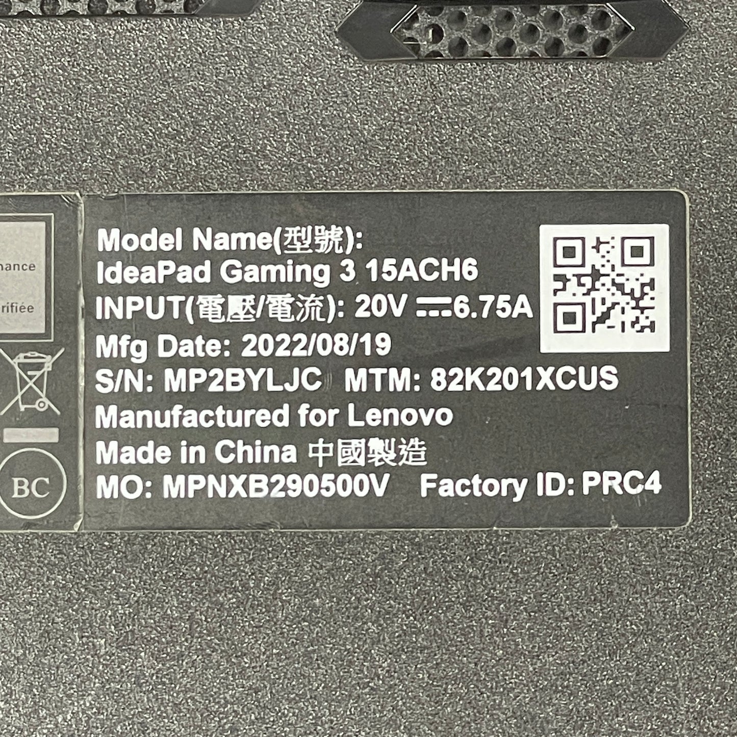 Lenovo IdeaPad 3 15ACH6 15.6" Ryzen 5 5600H 3.3GHz 8GB RAM 256GB SSD RTX 3050 Ti