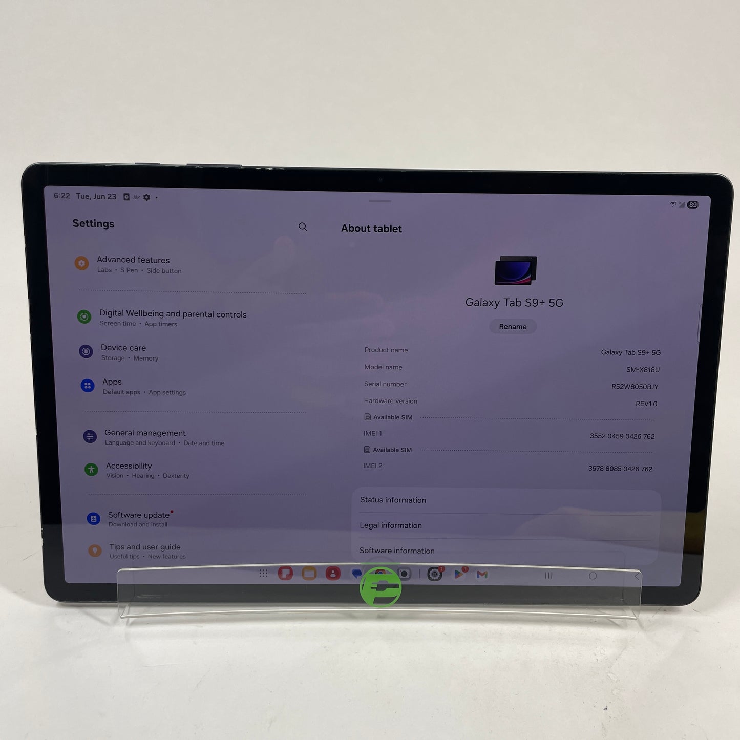 Verizon Samsung Galaxy Tab S9 Plus 12.4" 256GB Black SM-X818U